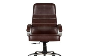 CELLBELL C99 Apex Ergonomic High Back Executive Boss Chair for Home & Office | Leatherette Computer Chair with 4-Inch Cushioned Seat, Padded Armrests, 120° Tilt Height Adjustable (Brown)