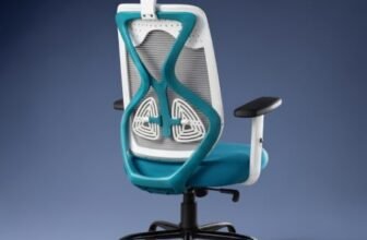 CELLBELL C190 Berlin Office Chair, High Back Mesh Ergonomic Home Office Desk Chair (White – Blue)
