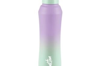 MILTON Comet 1000 ISI Certified Stainless Steel Water Bottle I Leak Proof I Rust proof I Single Walled I Ideal for Office, School, Home, Gym, 1000 ml, Purple & Mint Green