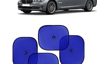 KINGSWAY Car Window Curtain Sticky Sun Shades Compatible with BMW 7 Series, (Year 2014-2017), Universal Fit Sunshades for Side Window, Rear Window, Blue Color, 4 Pieces