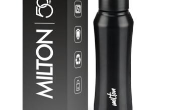MILTON Comet 1000 Stainless Steel Water Bottle 1000 ml, Single Walled, ISI Certified I Leak Proof Lid, Rust Proof I For School, Office, Gym I Black