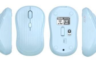 Acer Flow Silent Wireless Mouse | Bluetooth & 2.4GHz Dual Mode | 3-Level 1600 DPI | 500mAh Rechargeable Battery | Up to 1 Month Usage | Type-C Charging | 10m Range | Ambidextrous Design | Blue