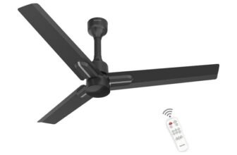 Polycab Wizzy Neo100% CopperHigh Air Delivery with 4 Year Warranty BLDC Motor with Remote 1200 mm Ceiling Fan(5 Star | Matt Black Silver | Pack of 1)