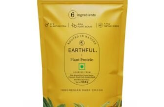Earthful Honest Plant Protein | 24g Protein/Serving & 4.9g BCCAs | For Weight Management, Energy, Muscle Support & Recovery | Made with Pea & Brown Rice | Indonesian Cocoa – 504g