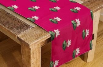 HOMADORN Premium Digital Printed Table Runner – Double Layered Durable Fabric, Elegant Dining & Coffee Table Decoration, Fade-Resistant Prints, Easy Care (13×72 Inches ( 6 Seater), Lotus Bloom)