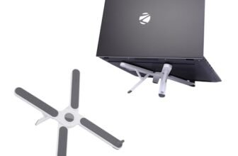 ZEBRONICS NS1200 Laptop Stand with X Foldable Design, 7 Adjustable Levels, Anti-Slip Silicone Rubber Pads, Supports up to 17-inch Laptop Sizes, 5kg Max. Weight, Ergonomic Design