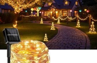 Homehop Solar Light Outdoor Home Garden 200 LED Waterproof Decorative Lamp | Solar String Lights Rechargeable Automatic For Balcony, Tree, Diwali Decoration Item (ABS+Pure Copper,22 Meters,8 Modes,Warm)