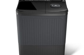 Lloyd 7.5 kg 5 Star Semi Automatic Top Load Washing Machine |1300 RPM | Detergent Storage Zone | 3 Wash Programs | Swift Dry | Magic Filter, (GLWS755AODVG, Dark Grey)