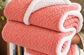 BSB Home Polyester Micromink Winter/Mild Winter Ac Blanket Sherpa Super Soft/Warm Flannel Jacquard Plush/Printed,Orange & White, Size 220 X 230 Cms (Approx 7.6 X 7 Ft) (Double), Skin Friendly, 300 TC