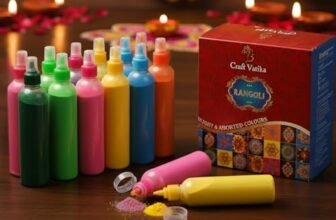 CraftVatika 12 Rangoli Kolam Colour Powder Tube Kit, Diwali Decoration Items Bottles Tool Floor Art Rang for Home Navratri Pongal Pooja Mandir Decor (Pack of 12) (1 Box- 12 Bottle)