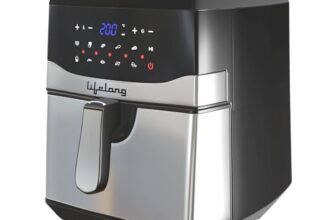 Lifelong Digital Air Fryer Llhfd722, 7.5 Litre Xl Led Touch Screen, 12 Preset Cooking Modes, 1400 W, 85% Fat Reduced, 1 Year Manufacturer’s Warranty (Silver & Black)