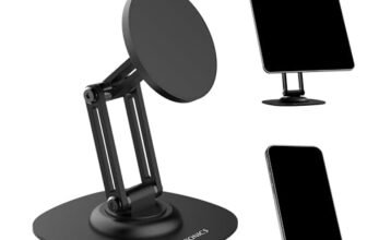 Zebronics Magnetic Mobile & Tablet Holder, 360° Rotation, Multi-Angle Adjustable, MagSafe Compatible with Metal Ring, N52 Magnet, Foldable Compact Design, Anti-Skid Base (MS400)