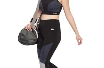 Clovia Women High-Waist Polyester Gym Tights – Workout, Black, M