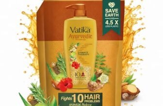 Dabur Vatika Ayurvedic Shampoo Refill Pouch – 1 L | Damage Therapy | Power of 10 Ingredients for Solving 10 Hair Problems | No Parabens | For All Hair Types