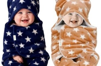 OYO BABY Baby Hooded Blankets Combo | for New Born Babies Baby Boys, Baby Girls, Babies for 0-6 Months, Fleece, Skin Friendly, 2 Blankets (Star Beige+ Star DAR Blue)