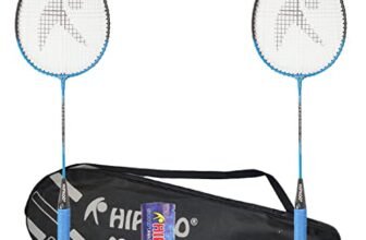 Hipkoo Sports HR 15 Aluminum Badminton Complete Racquets Set | 2 Wide Body Racket, 3 Shuttlecocks and Net | Ideal for Beginner | Lightweight & Sturdy (Blue, Set of 2)
