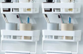 Laxical Decor for Kitchen 4 Bathroom Racks with 2 Towel Hangers Plastic Wall Shelf Plastic Wall Shelf(Number of Shelves – 6, White)
