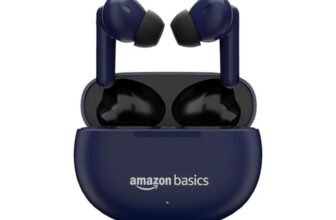 Amazon Basics True Wireless in-Ear Earbuds with Mic, Touch Control, IPX5 Water-Resistance, Bluetooth 5.3, Up to 55 Hours Play Time, Voice Assistance and Fast Charging (Blue)