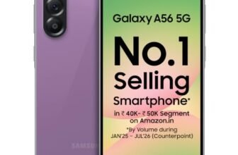 Samsung Galaxy A56 5G Mobile (Awesome Violet Glow, 8GB, 128GB) | Segment Most Complete Triple Camera | 50MP | AI Editing | 4nm Processor | sAMOLED | 5000mAh | Gorilla Glass Victus+| Knox Security