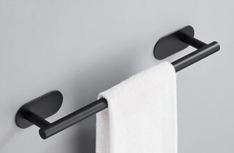 Boniry Aluminium Towel Holder for Bathroom/Towel Rod/Towel Hanger for Wash Basin/Towel Stand with Hooks/Bathroom Accessories (16 inch – Black) (2 PCS)