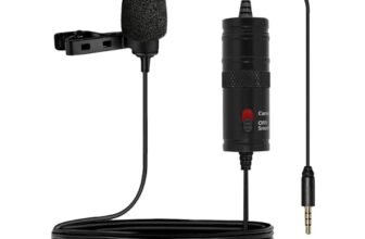 Amazon Basics Metal Condenser Microphone with 6M Cable | Auxiliary Compatible with Smartphones, Cameras, Pcs, and Laptops | Built-in Noise Reduction (Black)