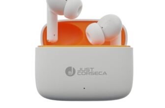 JUST CORSECA Soundwave Earbuds with Type C Charging | ANC & ENC Model | Low Latency Bluetooth 5.3 | IPX4 Water Resistance | Smooth Touch Controls (White)