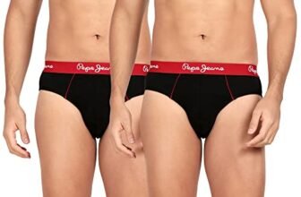 Pepe Jeans Innerwear Men’s Cotton Briefs (Pack of 2) (CLB02-02_Black_Black_80-85_Black_85 CM)