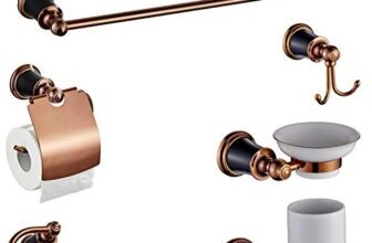 ALTON CopperBlack Brass, 6-Piece Bathroom Accessories Set, | Towel Rail, Towel Ring, Soap Dish, Tumbler Holder, Toilet Paper Holder, Robe Hook
