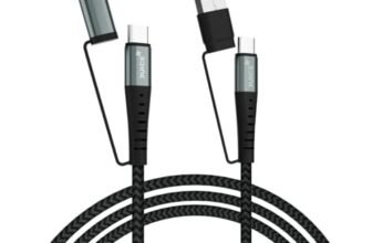 JUICE Title OJC3001 4 in 1 Up To 65W of Power Cable Extra Fast Connectivity | 1.2M Length with Comfort | Cotton Braiding Extra Tough Metal Shell Mold Premium Color (Black & Grey)
