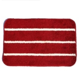 Pure Source India Microfiber Anti-Slip Water Absorbent Door Mat, Three Strips Design (58cm x 39cm) Red Color Entrance Floor Mat for Home Bedroom Bathroom Pack of 1