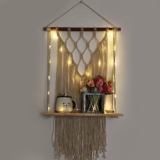 VAH- Kya Bat Hai !! Macrame Wall Hanging Shelf, Hanging Shelf, Wooden Shelves,Wall Rack Shelf for Bedroom, Hanging Shelves, Cute Room Decor Items Aesthetic, Wall Shelf for Living Room Decor