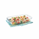 SignoraWare Bake ‘N’ Serve Borosilicate Glass Rectangular Dish | Crystal clarity | Heat Resistant | Microwave Safe | Baking & Serving | Best for Mixing Ingredients | Gifting item (1.6 Ltr | Clear)
