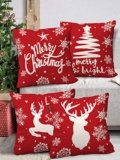 AEROHAVEN Set of 4 Merry Christmas Decorative Throw Pillow/Cushion Covers – CC219 – (18 X 18 INCH, Red)