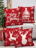 AEROHAVEN Set of 4 Merry Christmas Decorative Throw Pillow/Cushion Covers – CC219 – (18 X 18 INCH, Red)