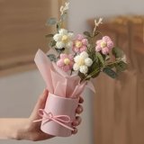 UCRAVO 1pcs Artificial Crochet Flower Bouquet/Artificial Flowers Bunch/Crochet Flowers Bouquet/Crochet Flowers/Flowers Bouquet Gift for Girls Home Decor,Gifting