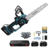 Lifelong 21V Cordless Chainsaw Machine | Brushless Motor | 12″ Guide Bar | 5000 RPM | 2 x 4.0Ah Batteries | Tree Cutter Tool | Wood Cutting Machine Home | Wood Cutter Tool Machine | Gardening DIY Use