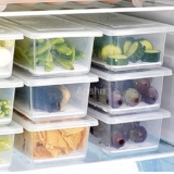 Anshri Pack Of 6 airtight lid Fridge Storage Containers Freezer Storage Containers for Fish, Meat, Vegetables, Fruits Fridge Organizer with Removable Drain Plate and Lid Stackable Plastic