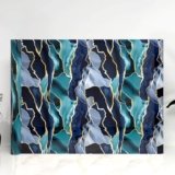 Premium Teal Blue & Golden Line Marble Peel-and-Stick Wallpaper | Anti-Scratch, Moisture-Proof, Washable, Easy DIY for Kitchen, Bathroom & Home Decor