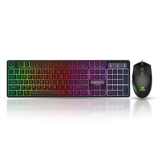 Ant Esports KM1600 Gaming Keyboard & Mouse Combo, Wired Backlit Rainbow LED Keyboard & 3200 DPI Gaming Mouse for PC/Laptop – Black