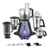 Preethi Zodiac Glitter 750 Watts Mixer Grinder, 5 Jars (1 Food Processor Jar, 3 Stainless Steel Jars, Juicer Jar), Atta Kneading, Powerful Grinding, 2 Year Warranty, Lifelong Free Service, Lavender