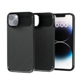 amazon basics Sleek Carbon Fibre Finish Back Cover Case for iPhone 13 / iPhone 14 – Black