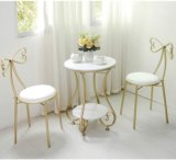 MODERN CRAFTHOUSE Modern Double Top Round Coffee Table | Side Table | Centertable | Beside Table Metal Bedside Table(Finish Color – Golden & White, Pre-assembled)