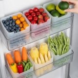 HomeWiz Fridge Storage Containers 850ml x4 | Storage Container Set | Fridge Organiser Storage Boxes | Food Grade BPA-Free Plastic Containers |Stackable, Transparent, for Fruits, Vegetables & Leftovers
