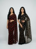 MWINTERIOR Printed Bollywood Georgette Saree(Pack of 2, Multicolor)