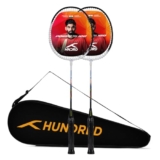 Hundred Aluminium Powertek 100 (Set of 2) Badminton Racket with Full Cover (115G, White/Black)