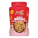 Kwality Muesli Crunchy Almonds, Raisins & Honey 900g | 87% Multi Grains| Natural Source of Vitamin & Iron, High in Protein & Fiber, Low Fat & Cholesterol-Free