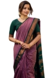 SGF11 Women’s Kanjivaram Soft Cotton Linen Silk Saree With Blouse Piece (Light Purple Green)