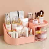 Anshri Make Up Organiser Cosmetic Storage Box with Drawers Dressing Table Organiser Makeup Box Beauty Organiser Large Makeup Box for Nail Polish Lipstick (Peach)
