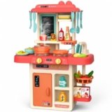 MiniExplorer Kitchen Set for Kids, Big Kitchen Playset with Sound & Light and Cooking Stove,44 Pcs Toy Kitchen Accessories with Running Water, Pretend Play Cooking Set for Girls Boys Ages 3+