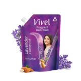 Vivel Fragrant Body Wash, Lavender & Almond Oil Shower Gel, 350 ml Supersaver Refill Pouch, Moisturizing Bodywash, Soft & Smooth Skin, Effective Cleansing, For Women & Men